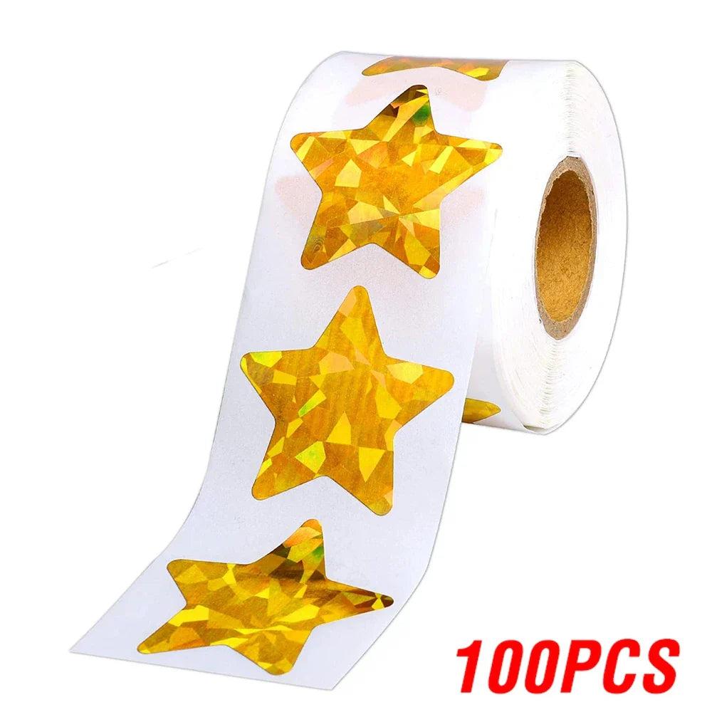 100-500pcs Holographic Silver Star Stickers For Kids Reward 1inch Foil Star Stickers Labels For Wall Crafts Classroom Supplies (ONLINE ORDER ONLY)