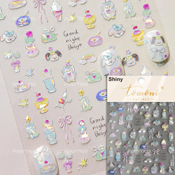 Cute Bowknot Rabbit Fruit Juice Beverage Drink Strawberry Peach Banana Adhesive Nail Art Decoration Stickers Manicure Decals (ONLINE ORDER ONLY)