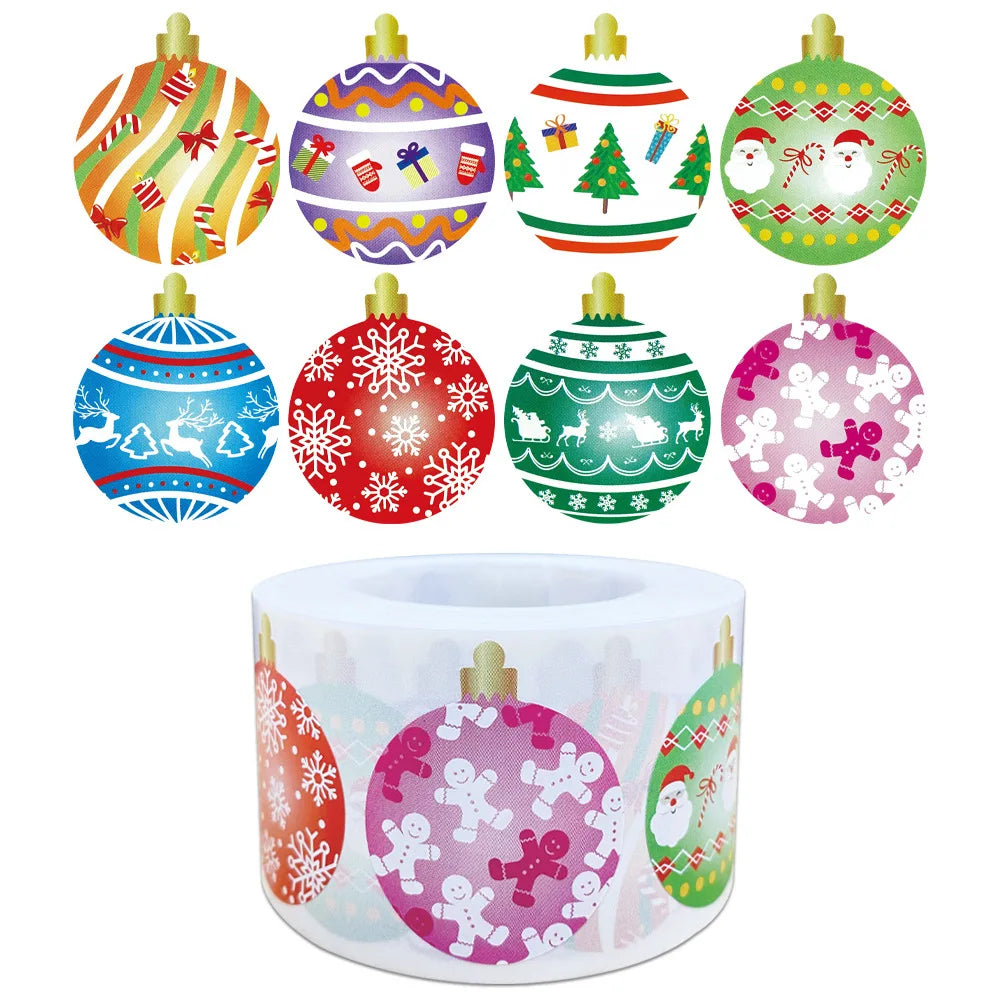 100-500Pcs Merry Christmas Sticker Christmas Party Holiday Decoration Gift Sealing Glue Baking Packaging Sticker Label 1inch (ONLINE ORDER ONLY)