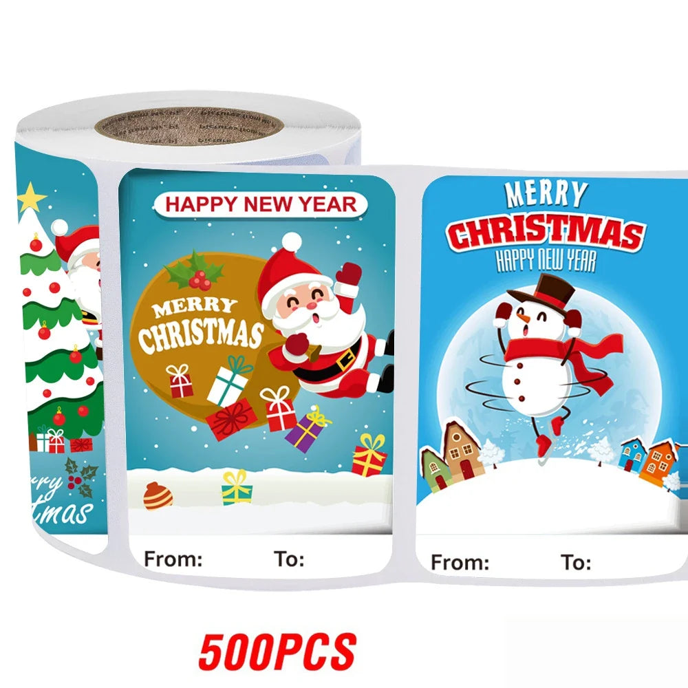 50-250Pcs Christmas Snowman Adhesive Labels Stickers Decoration Paper Scrapbooking Seal Thank You Sticker Stationery Supplies (ONLINE ORDER ONLY)