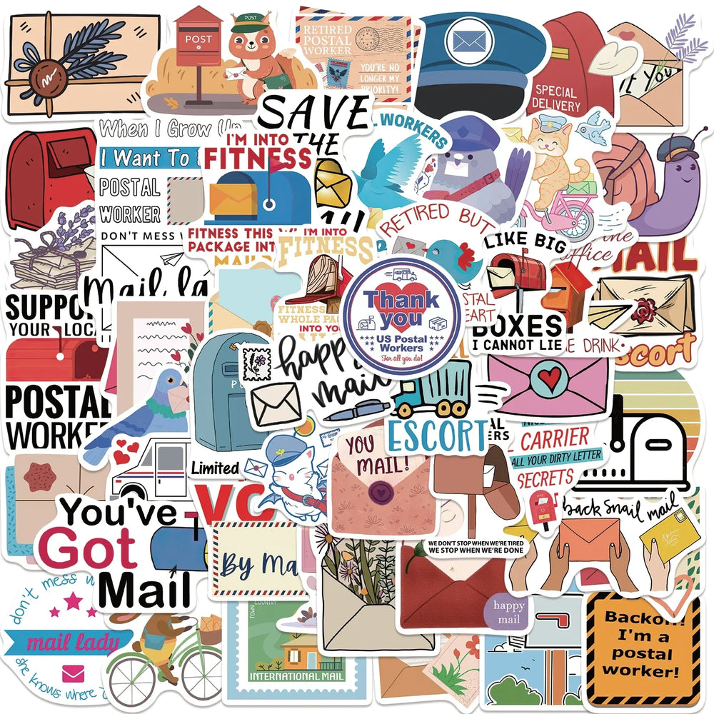 50pcs Cartoon Postman Stickers for Kids Laptop Luggage Skateboard Scrapbook (ONLINE ORDER ONLY)
