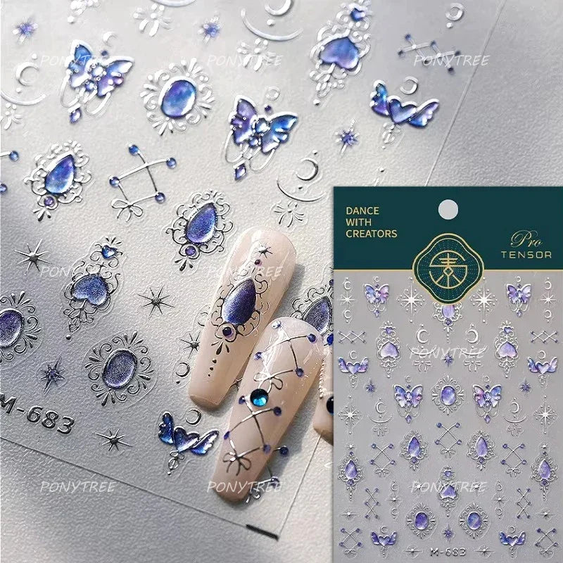 Pretty White Butterfly Flower Wreath Love Heart Crown Corsage Corolla Garland Delicate Adhesive Nail Art Sticker Manicure Decals (ONLINE ORDER ONLY)