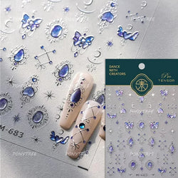 Pretty White Butterfly Flower Wreath Love Heart Crown Corsage Corolla Garland Delicate Adhesive Nail Art Sticker Manicure Decals (ONLINE ORDER ONLY)