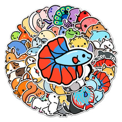 50Pcs Cute Animal Cartoon Waterproof Vinyl Stickers for Skateboard Snowboard (ONLINE ORDER ONLY)