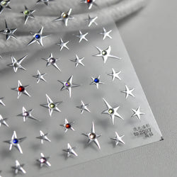 Colorful Rhinestone Laser Star Bronzing Gold Silver Pearl 5D Relief Self Adhesive Nail Art Decoration Sticker 3D Manicure Decals (ONLINE ORDER ONLY)