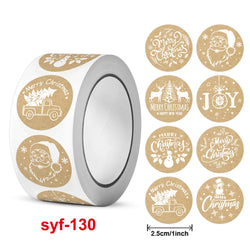 New kraft Paper Christmas White Snowflake Santa Claus Stickers Party Decoration Gift Sealer Office Stationery (ONLINE ORDER ONLY)