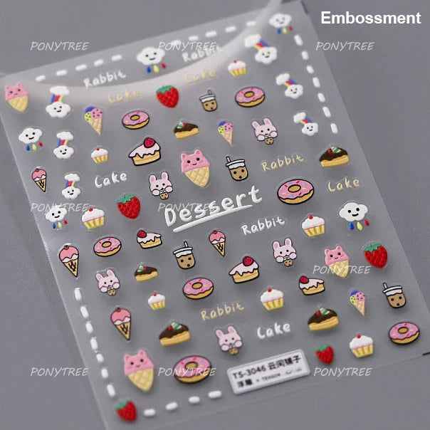Sweet Cookies Biscuit Snack Delicious Doughnut Savoury Food Bicky Croissant Cheese Pudding Baguette Chic Nail Art Stickers Decal (ONLINE ORDER ONLY)