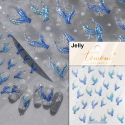 Hot Stamping Romantic White Gold Snowflakes Hexagon Winter 3D Self Adhesive Nail Art Stickers Shiny Rhinestone Manicure Decals (Online Order Only)