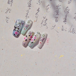 Panda Bamboo Butterfly Pattern Totem Figure Peony Flower Love Heart Adhesive Nail Art Stickers Embroidery Pearl Manicure Decals (ONLINE ORDER ONLY)