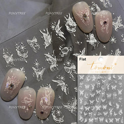 Dreamy Moon Stars Love Heart Butterfly Bowknot Lace Shiny Starburst Ribbon Delicate Adhesive Nail Art Stickers Manicure Decals (Online Order Only)