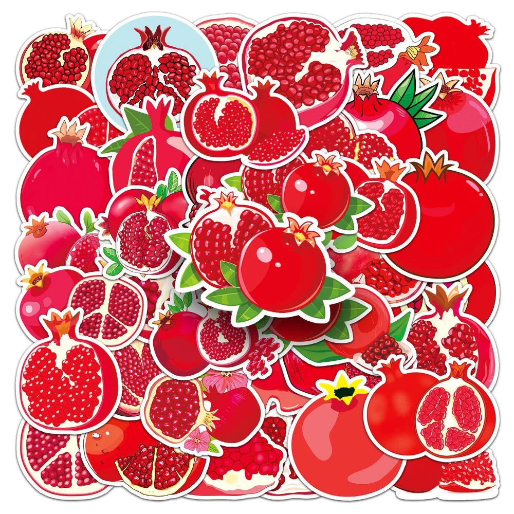 10/50Pcs Autumn Pomegranate Stickers Decoration Adhesive Sticker DIY Laptop Phone Decal Accessories Stickers (ONLINE ORDER ONLY)