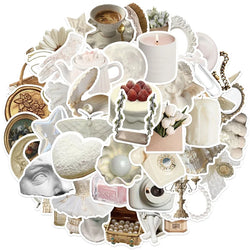 10/30/50PCS INS White PVC Sticker Aesthetic Decoration Scrapbooking Sketchbook Korean Stationery School Supplies for Kids (ONLINE ORDER ONLY)