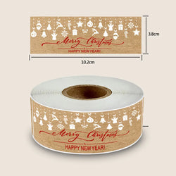 150pcs/roll Merry Christmas Stickers Kraft Paper Christmas Gift Packaging Labels For Envelopes Cards Gift Baking Decoration (ONLINE ORDER ONLY)