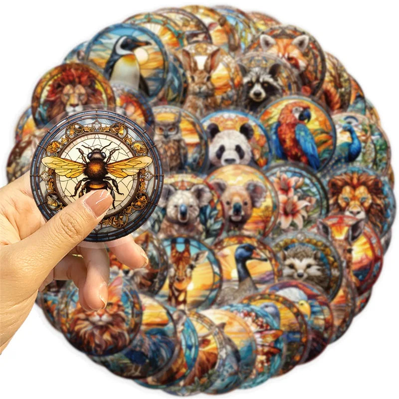 50PCS Glass Ball Animal PET Sticky Sticker Aesthetic Korean Stationery DIY Decoration Scrapbooking School Supplies for Kids (ONLINE ORDER ONLY)