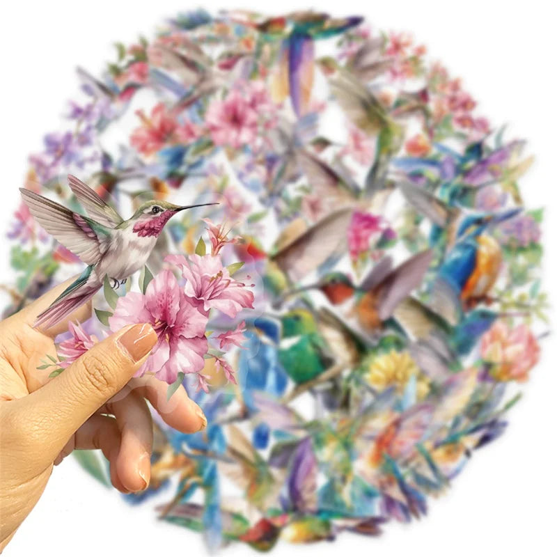 50PCS Cartoon Hummingbird PET Sticky Sticker Aesthetic Korean Stationery DIY Decoration Scrapbooking School Supplies for Kids (ONLINE ORDER ONLY)