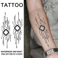 Technology-themed Design with Chip Circuits, 1Pcs Waterproof Temporary Tattoo Stickers. (ONLINE ORDER ONLY)