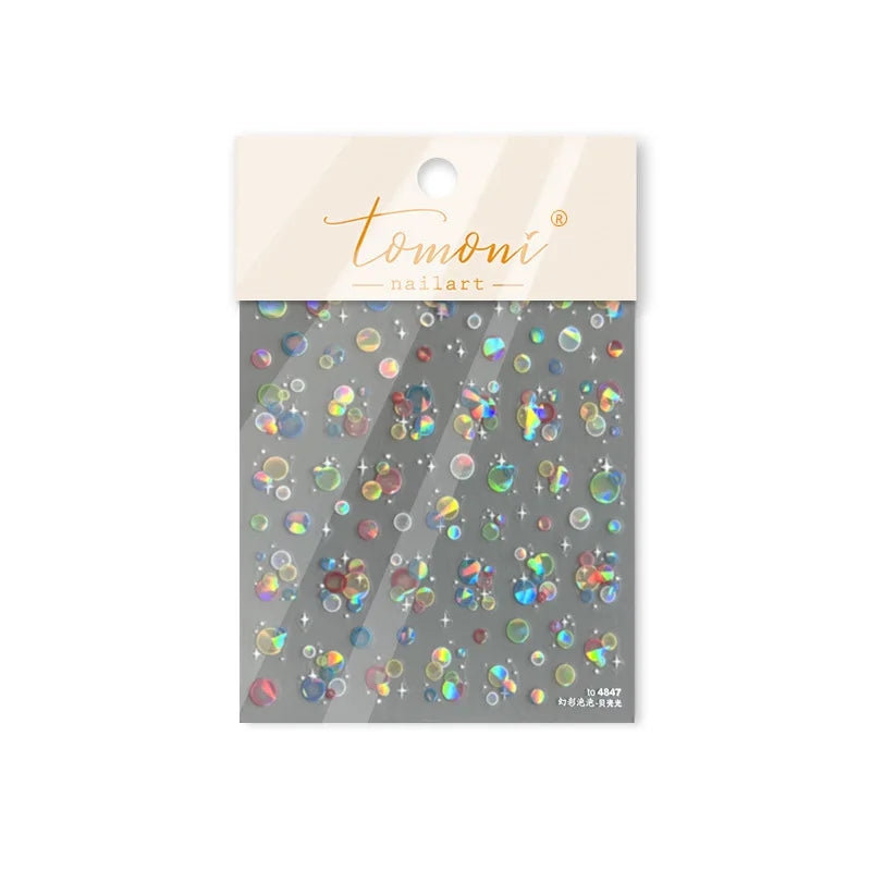 Colorful Bubbles Star Shiny Dreamy Glass Shards Flat 5D Soft Embossed Relief Self Adhesive Nail Art Sticker Chic Manicure Decal (ONLINE ORDER ONLY)