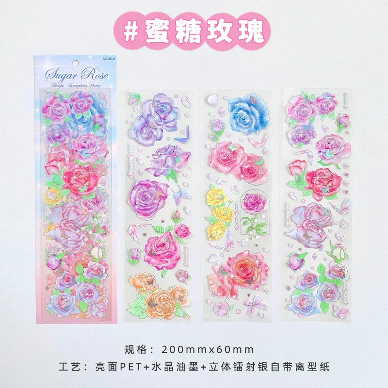 3Pcs Jellyfish Rose Butterfly Laser Sticker DIY Scrapbooking Happy Planning Photo Album Deco Stickers Art Kawaii Stationery (ONLINE ORDER ONLY)