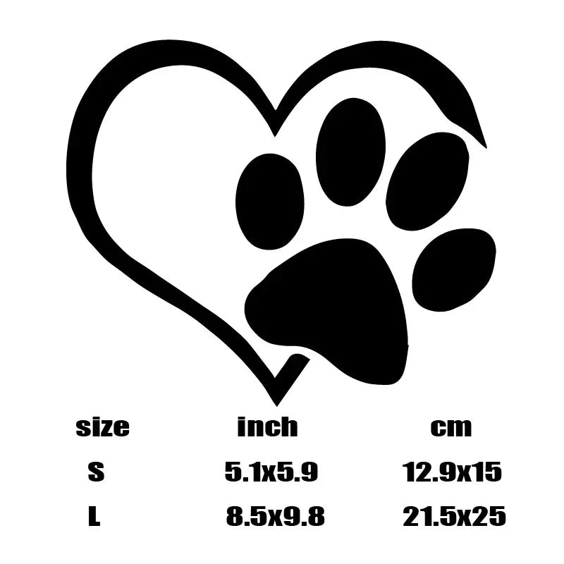 Dog's paw Hearts Sticker,Cute Car Body Window Bumper Vinyl Decal,For Cars, Trucks, Walls, Laptops, Windows, Motorcycles, Bumpers (ONLINE ORDER ONLY)