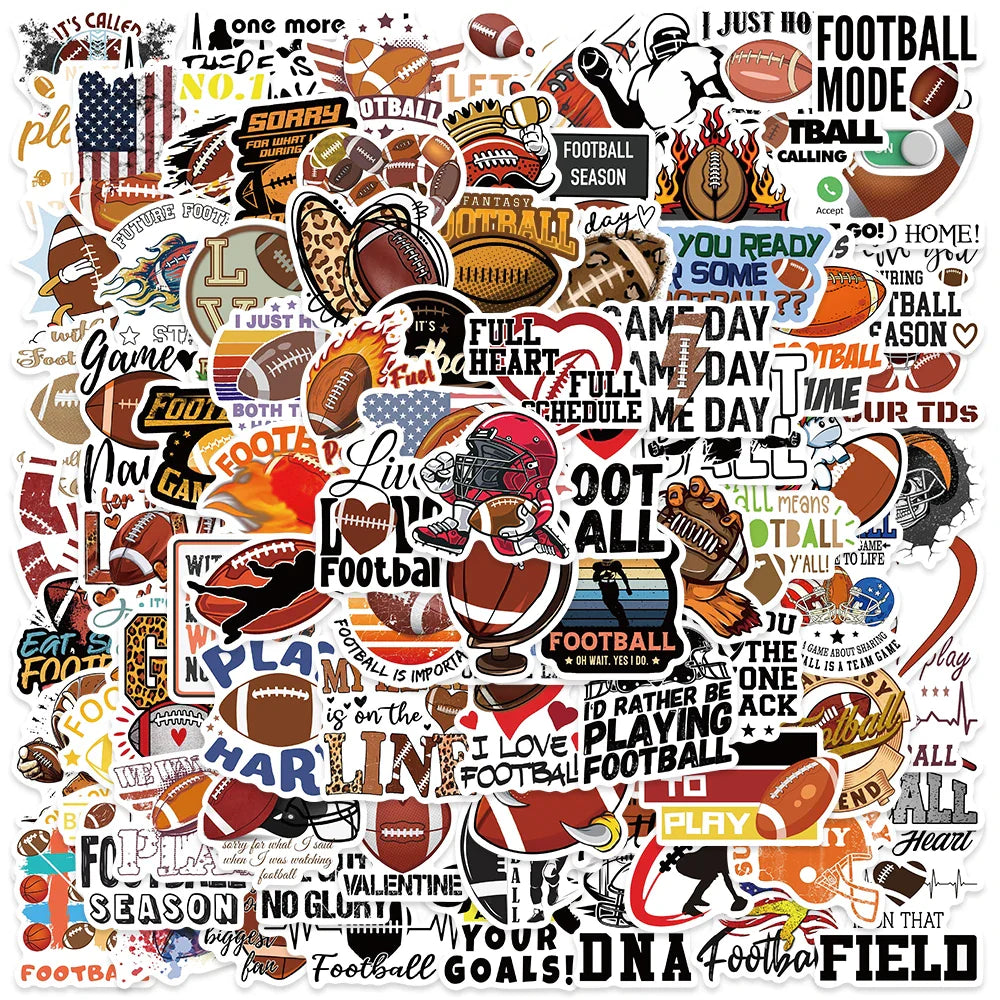 50/100pcs Funny Cartoon Sport American Football Rugby Stickers For Luggage Laptop Guitar Phone Diary Waterproof Graffiti Decals (Online Order Only)