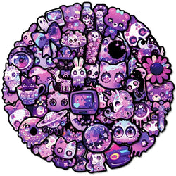 10/30/50PCS Kawaii Purple Animal Sticky PVC Sticker Aesthetic Stationery DIY Decoration Scrapbooking School Supplies for Kids (ONLINE ORDER ONLY)