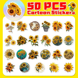 10/30/50PCS Pastoral Sunflower PVC Sticker Aesthetic Decoration Scrapbooking Stationery DIY Hand Accounting School Supplies (Online Order Only)