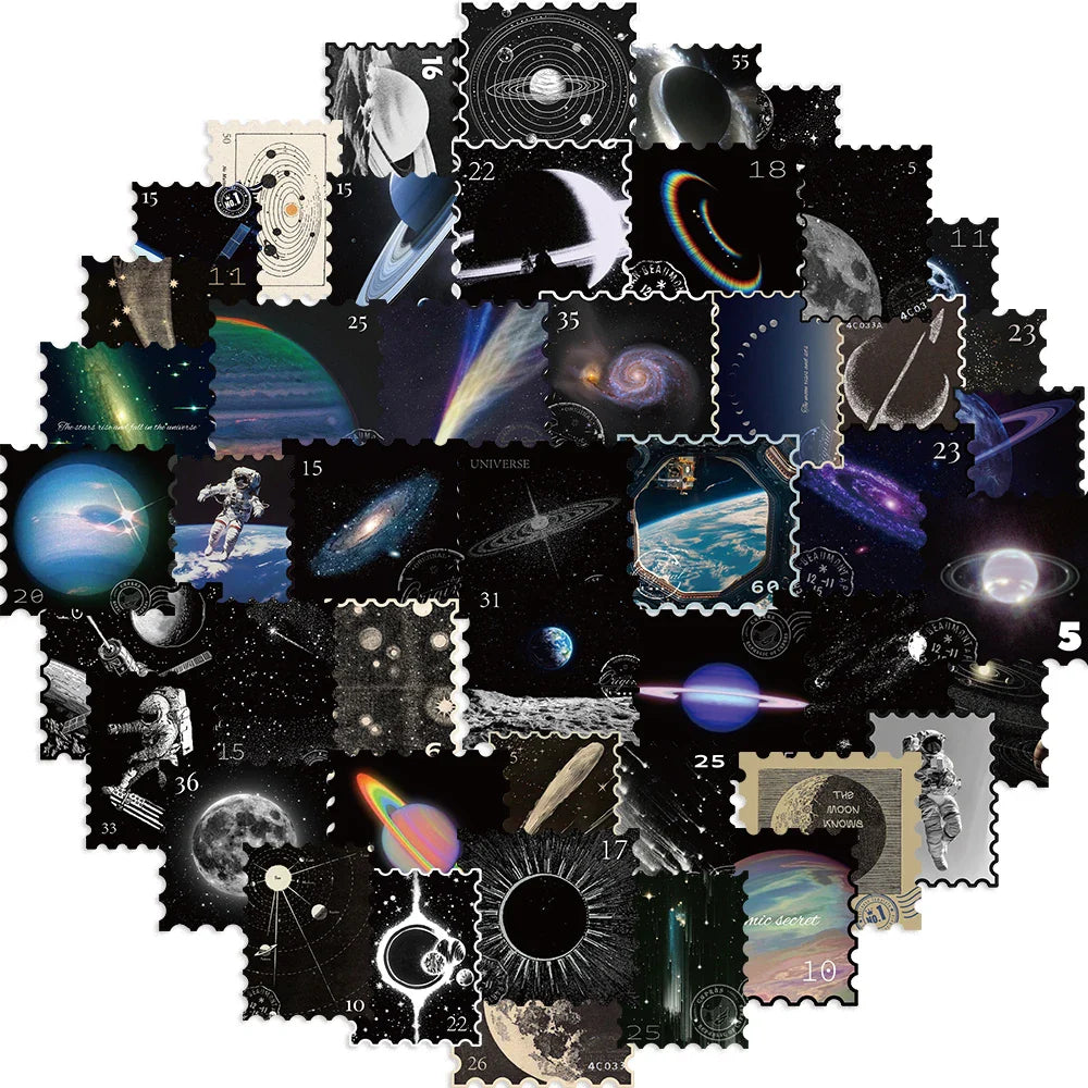 50PCS Cool Mysterious Universe Planet Stickers Graffiti Decals Waterproof Motorcycle Luggage Guitar Skateboard Kid Sticker Toy﻿ (ONLINE ORDER ONLY)