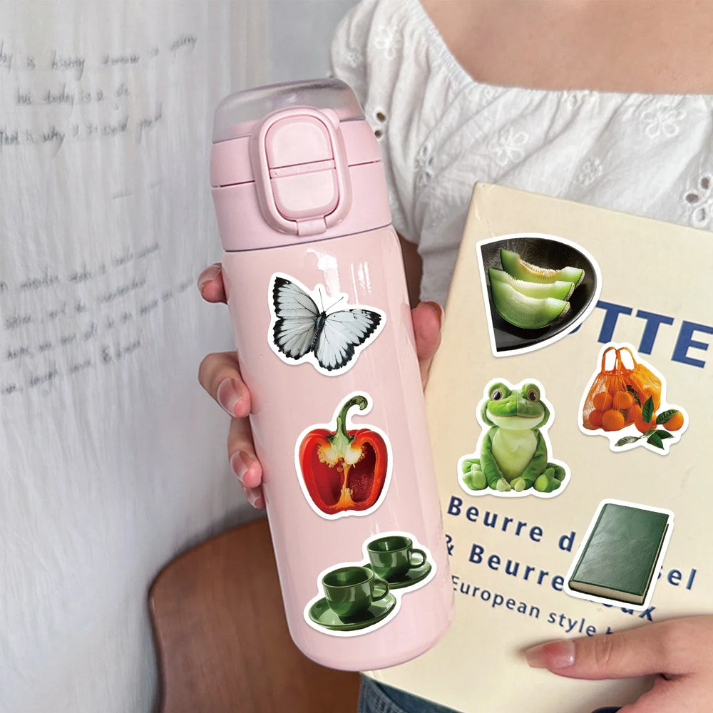 30Pcs Green Vegetables and Fruits Stickers Cute DIY Toy Gift Graffiti Decal Phone Luggage Laptop Scrapbook Waterproof Sticker (ONLINE ORDER ONLY)