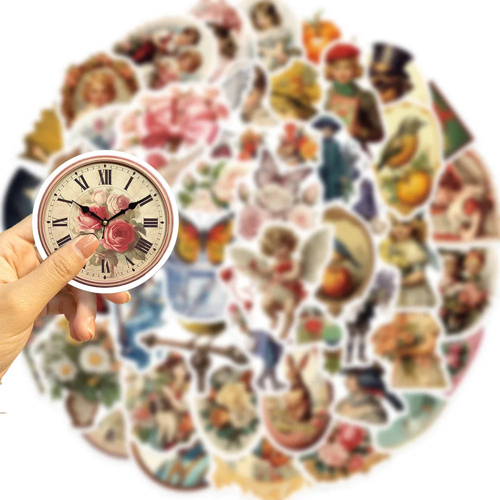 10/30/50PCS Vintage Old Times Cartoon Stickers Victorian Cute Angel Decals Suitcase Scrapbook Phone Laptop DIY Waterproof Toys (ONLINE ORDER ONLY)