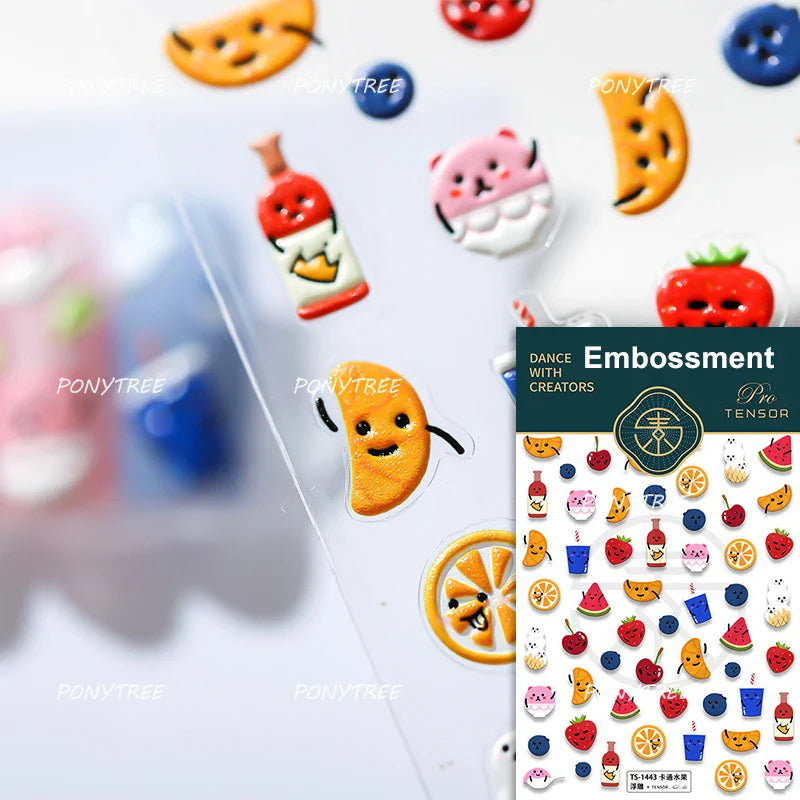 Strawberry Retro Lace Border  Flower Lovely Fruit Pearl Pendant Leaves Self Adhesive Nail Art Stickers Manicure Decal Wholesale (Online Order Only)