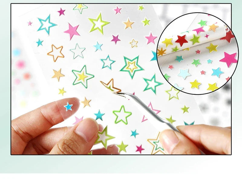 1Pc New Cute Star Resin Stickers Idol Card Deco Scrapbook DIY Material Girls Nails Decoration Stationery Stickers (ONLINE ORDER ONLY)