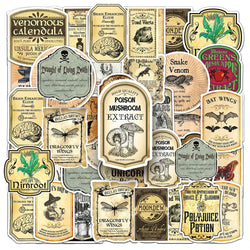 10/30/50pcs Vintage Magic Potion Label Sticker Packs (ONLINE ORDER ONLY)