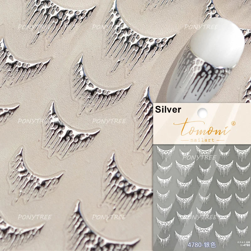 Geometric White Black Red Romantic French Arc Illusion Curve Embossed Relief Self Adhesive Nail Art Stickers 3D Manicure Decals (ONLINE ORDER ONLY)