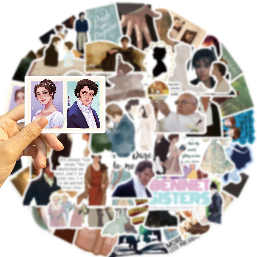 50pcs Pride And Prejudice Stickers TV Show Classic Movie Decals For Laptop Scrapbook Water Bottle Phone Bike Helmet Sticker (Online Order Only)