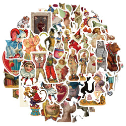 Retro Circus Graffiti Decal Stickers for Laptop, Motorcycle, Luggage, Snowboard, Fridge, Phone, Car - 10/30/50pcs (ONLINE ORDER ONLY)