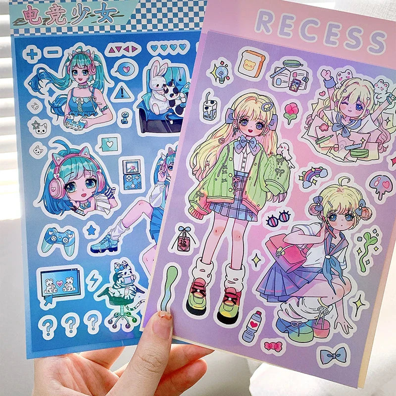 Korean ins Cute Pretty Girls Sticker Diary Scrapbooking DIY Album Decoration Sticker Aesthetic Personalized Kawaii Stationery (Online Order Only)
