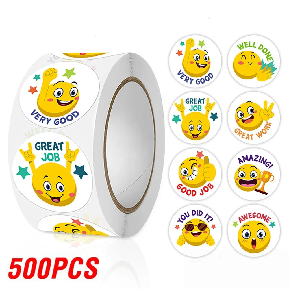 100-500pcs Reward Stickers For Kids Teacher Cartoon Incentive Stickers For School Supplies Classroom Teacher Students (Online Order Only)