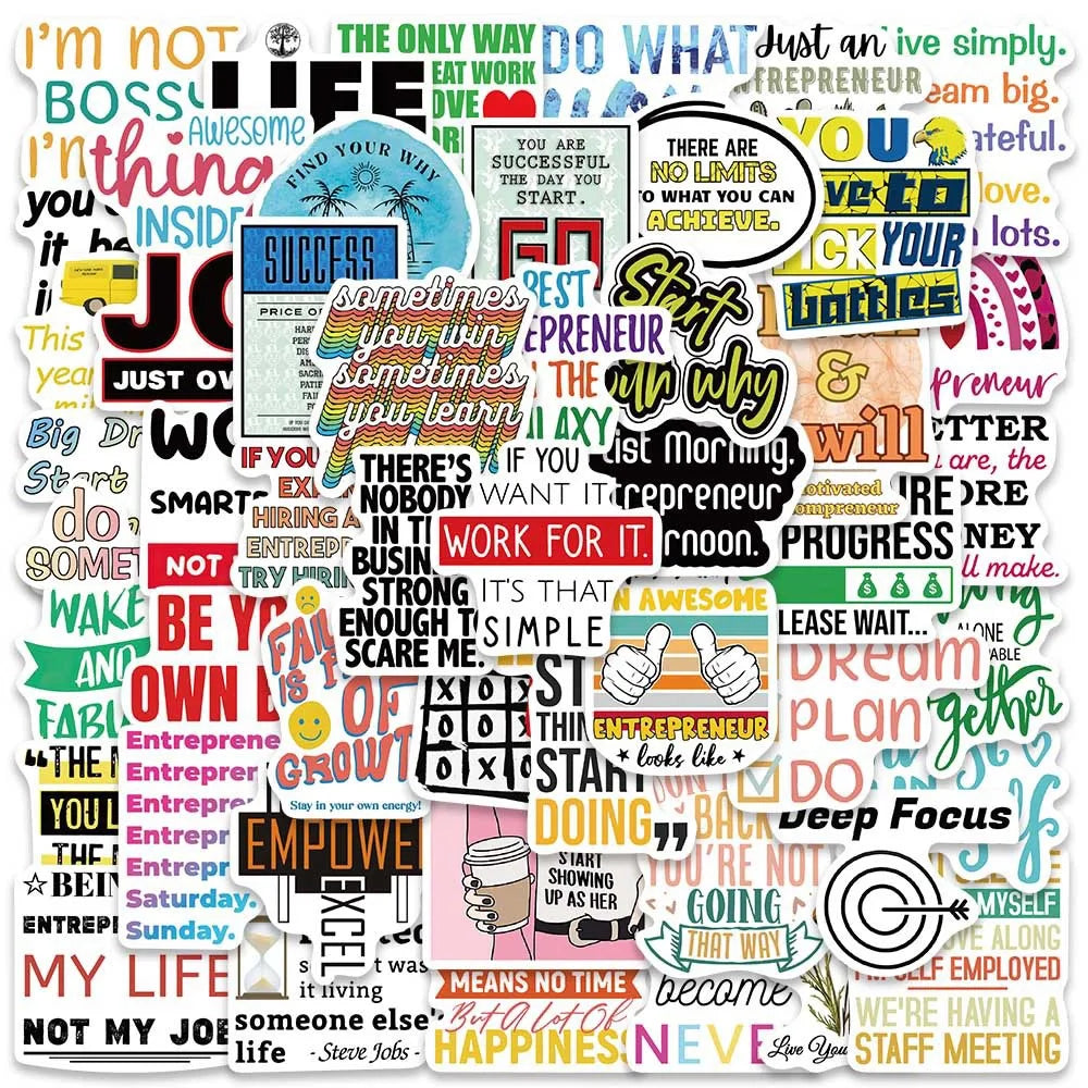 10/50PCS inspirational Famous Entrepreneur Quotes Graffiti Stickers Aesthetic Decals for Scrapbooking Laptop Waterproof Sticker (Online Order Only)