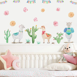 Boho Alpaca Cactus Nursery Wall Decals Kids Room Decor (ONLINE ORDER ONLY)