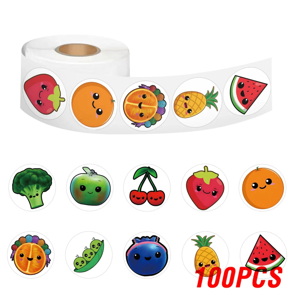 100-500pcs Cartoon Reward Stickers Kids Birthday Party Fruits Balloon Banner Refrigerator Vegetable Label Stickers Stationery (ONLINE ORDER ONLY)