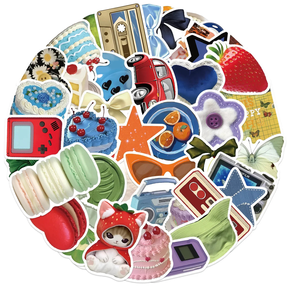 INS Style Retro Stickers: Cartoon Graffiti Decals for Scrapbook, Fridge, Laptop, Phone, Guitar, Skateboard (10/30/50PCS) (ONLINE ORDER ONLY)