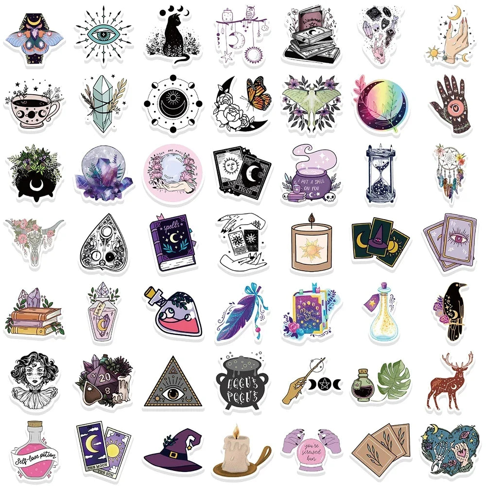 10/30/50/100PCS Bohemian Apothecary Lucky Crystal Witch Art Sticker Packs (Online Order Only)