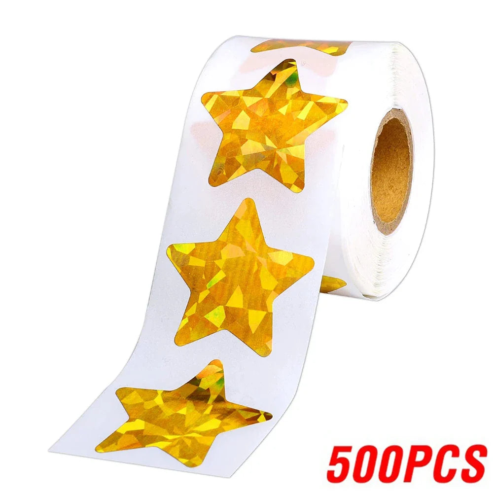 100-500pcs Holographic Silver Star Stickers For Kids Reward 1inch Foil Star Stickers Labels For Wall Crafts Classroom Supplies (ONLINE ORDER ONLY)