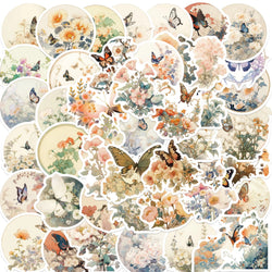 50PCS Ins Cute Butterfly Flower Cartoon Stickers Aesthetic DIY Diary Suitcase Scrapbook Phone Laptop Kawaii Decal Sticker (Online Order Only)