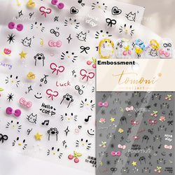 Lovely Pink Red Cherry Fruit Love Heart Star Lucky Letter Bowknot Romantic Adhesive Nail Art Stickers Rhinestone Manicure Decals (Online Order Only)