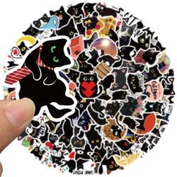 50/100pcs Cute Cartoon Black Cat Animal Stickers For Kids Waterproof Graffiti Phone Guitar Water Bottle Laptop Decals (ONLINE ORDER ONLY)