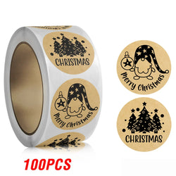 100-500pcs Brown Christmas Labels Sealing Sticker Aesthetic Kraft Paper Thank You Stationery Supply Decorative Scrapbook (ONLINE ORDER ONLY)