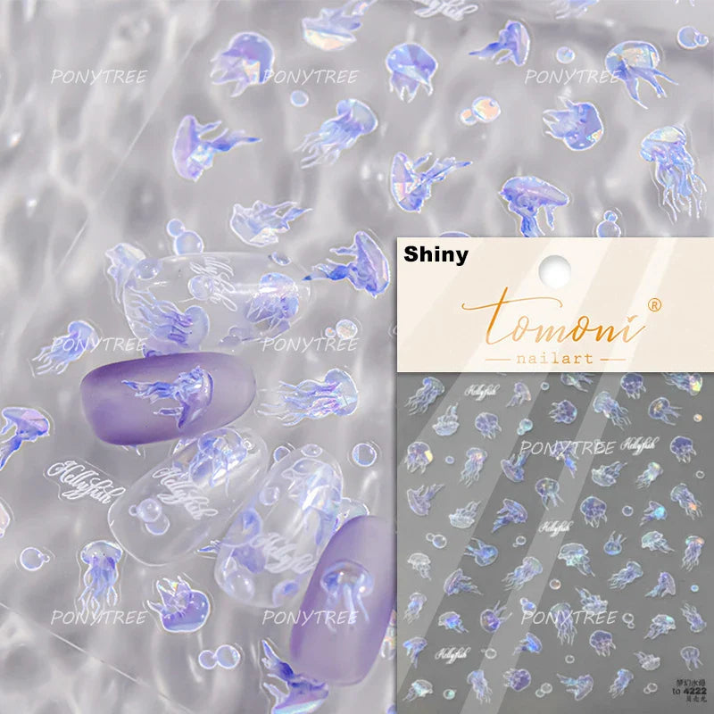 Deep Sea Animal Fish Shoal of Fish Whale Coral Dolphin Summer Beach Cute Jellyfish Bubble Bathyal Fauna Nail Art Stickers Decals (ONLINE ORDER ONLY)