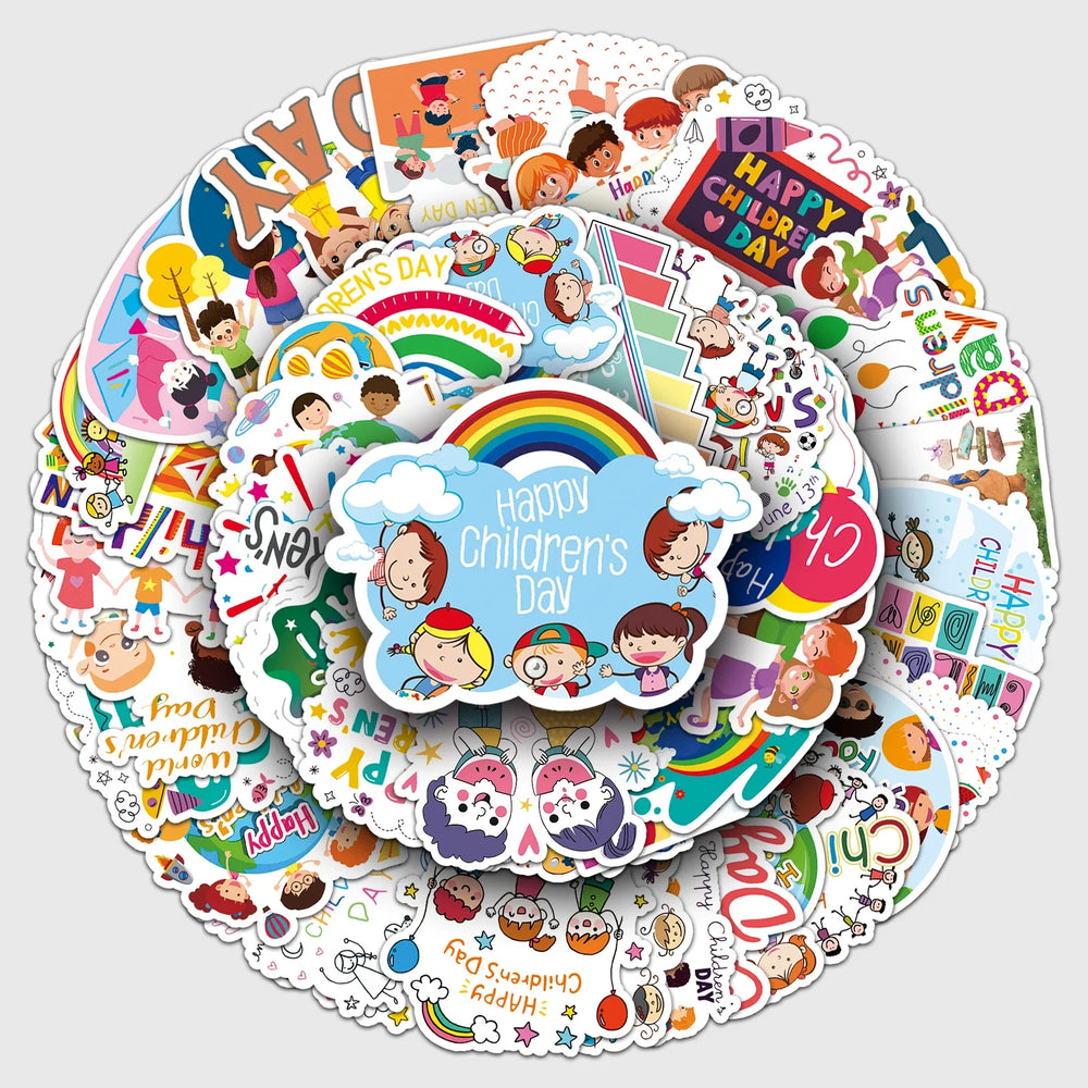 50Pcs Children's Cartoon Waterproof Vinyl Stickers for Skateboard Snowboard Decals (ONLINE ORDER ONLY)