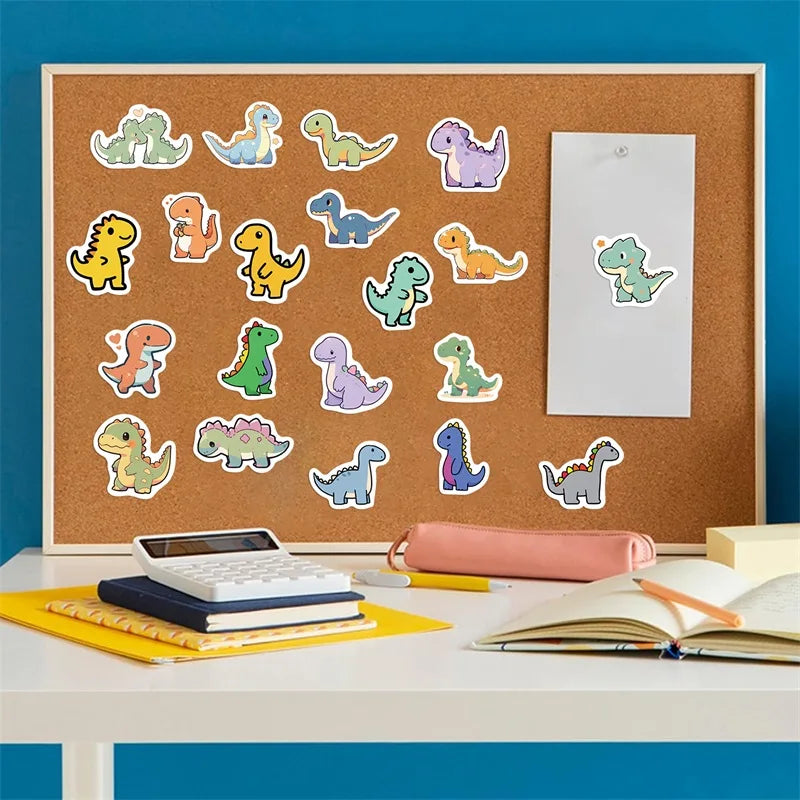 10/30/100PCS Cartoon Small Dinosaur PVC Sticker Aesthetic Children's Decoration Scrapbooking Stationery School Supplies for Kids (ONLINE ORDER ONLY)